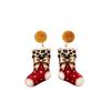 2D Flat Acrylic Christmas Earrings Snowman Ladies' Ear Jewelry Leopard Pendant Earrings  Party
