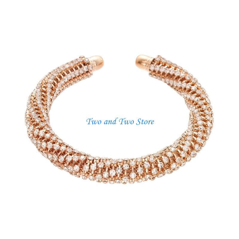 HX6F Design Bracelet Sparkling Rhinestones Comfortable Daily Wear золотой