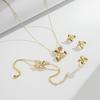 Clover Charm Jewelry Set Women - Necklace Earrings Ring Bracelet With Zircon Stones Fashion OL Style
