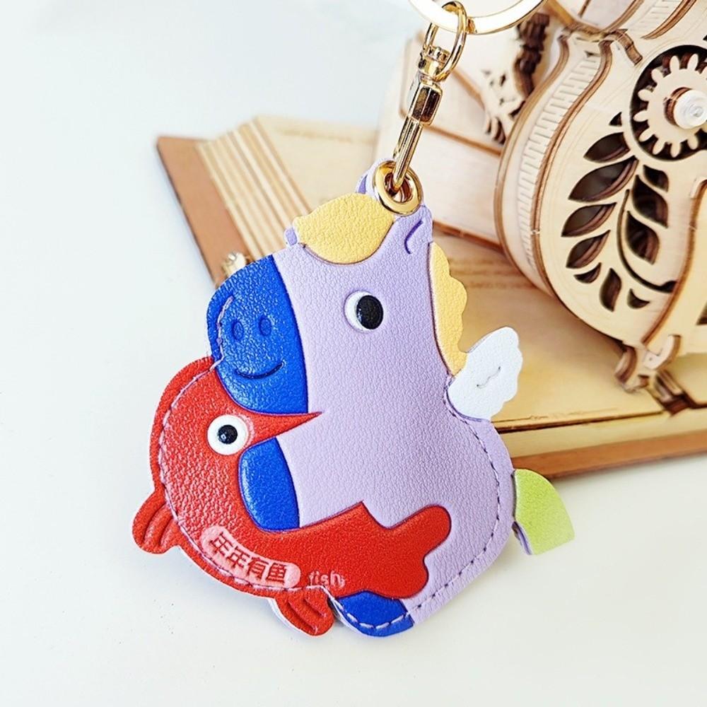 Leather Horse Pendant Year of Horse Zodiac Pony Bag Hanging Funny Horse Car Keychain  Birthday Gift