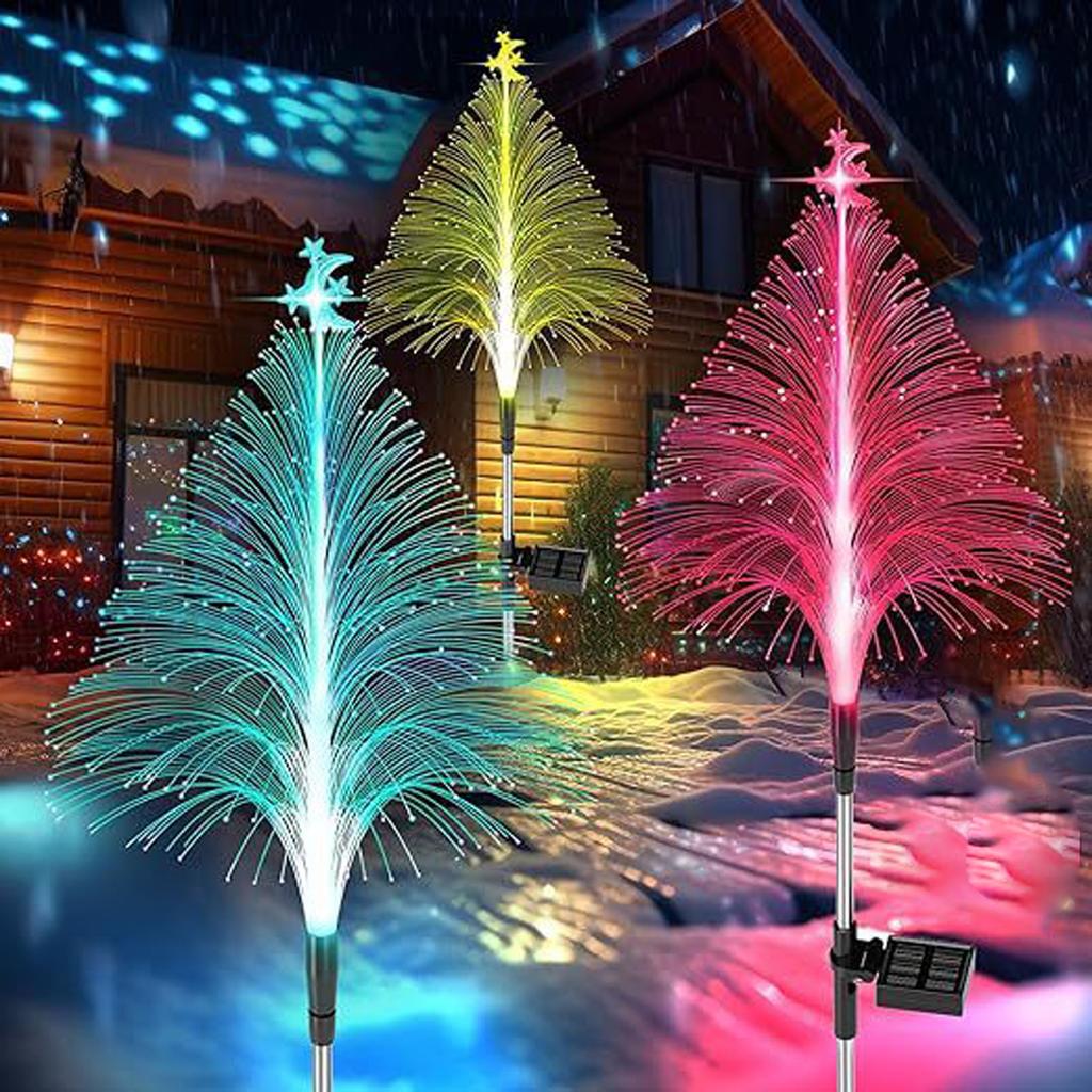 Optical Fiber Solar Light 7 Color Changing IP65 Water Proof Energy Saving Decorative Solar Ground