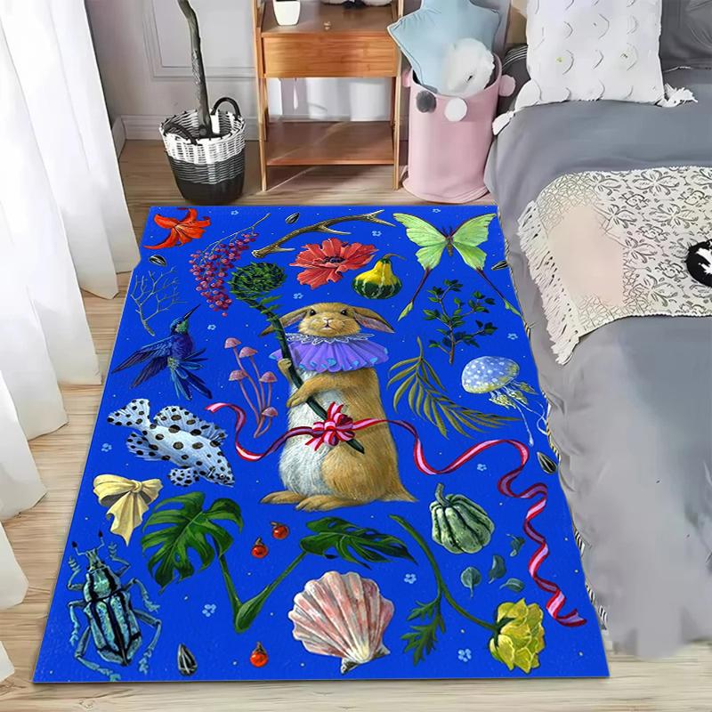 

Forest Concert Frog Mushroom Area Rug Whimsical Fantasy Print Washable Non-Slip Carpet for Living Kids Playroom Nursery 40x60CM
