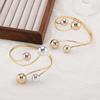 Metal Wide Open Bangle Gold Color Flower Bracelet Fashion Opening Arm Bracelet  Bridal Wear