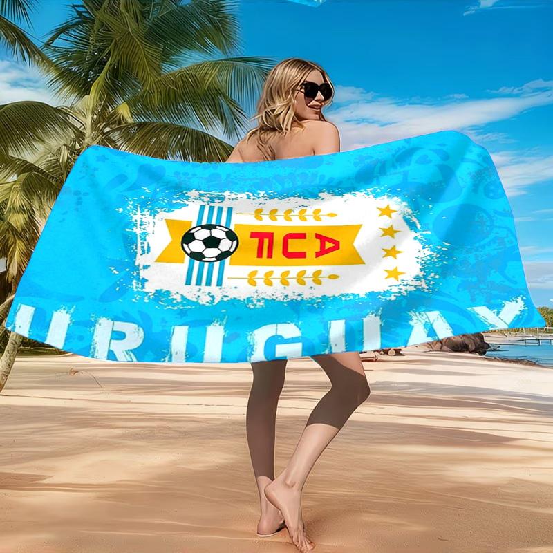 Fc Crest Design Printed Microfiber Beach Towel, Soft And Absorbent, Quick-Dry, Ideal for Summer Travel, Beach Essential, Swimming Pool