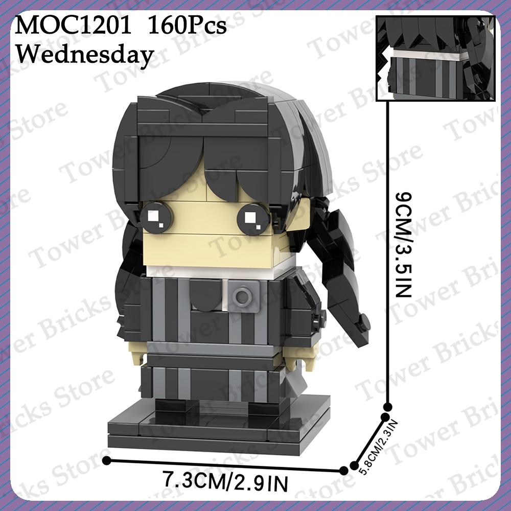 MOOXI Wednesday Thoning Brickheadz MOC Fantasy Figures Building Blocks Set Toys For Children Adult Friends Gift Compatible Brick