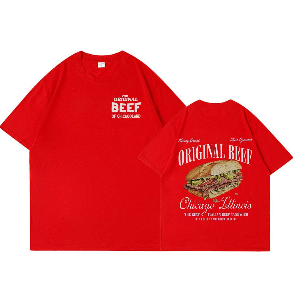 Restaurant Sandwich The Bear TV Show T-shirts The Original Beef of Chicagoland T-shirt Men Women Cotton Short Sleeve T Shirts