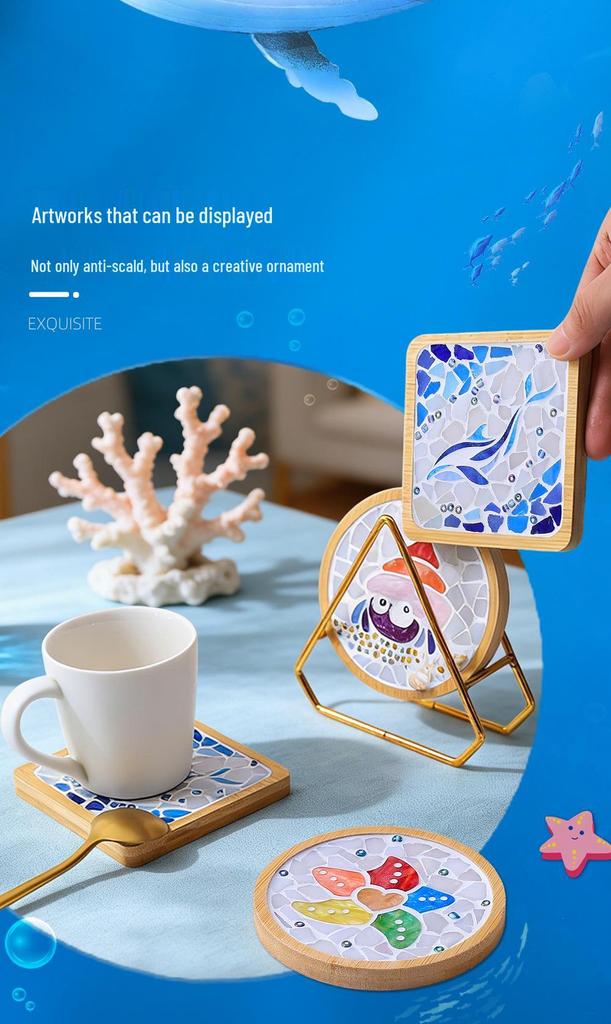 Marine Life Series DIY Mosaic Coaster Kit: Cultural Collage Materials