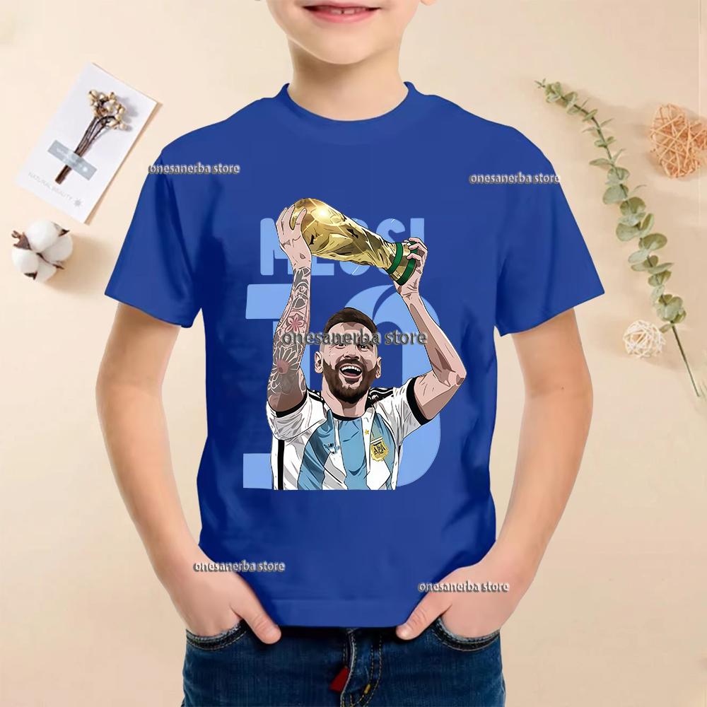 Summer Football Star Idol Cotton Messi Print Children TShirt Kid Teen Clothing Casual Fashion Sports Brand Boy Girl Tee Top