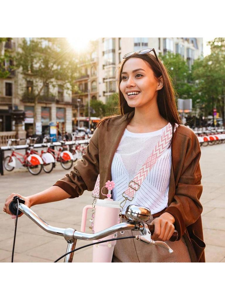 4-piece water bottle set, strap, carrying rope, straw cover, fixing buckle, handle for Stanley Cup 40/30/20 OZ water bottle