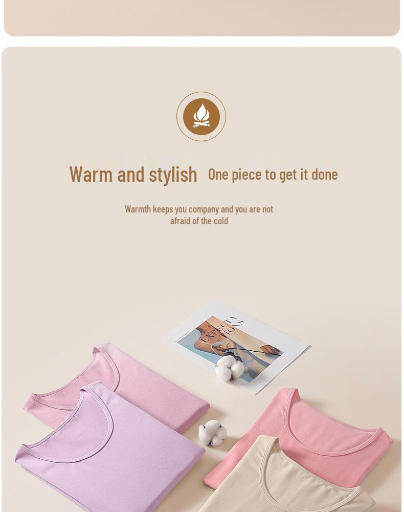 Women's Pure Cotton Long Sleeve Knit Top - Medium Thickness, Warm Autumn/Winter Base Layer, Thermal Cotton Wool Sweater