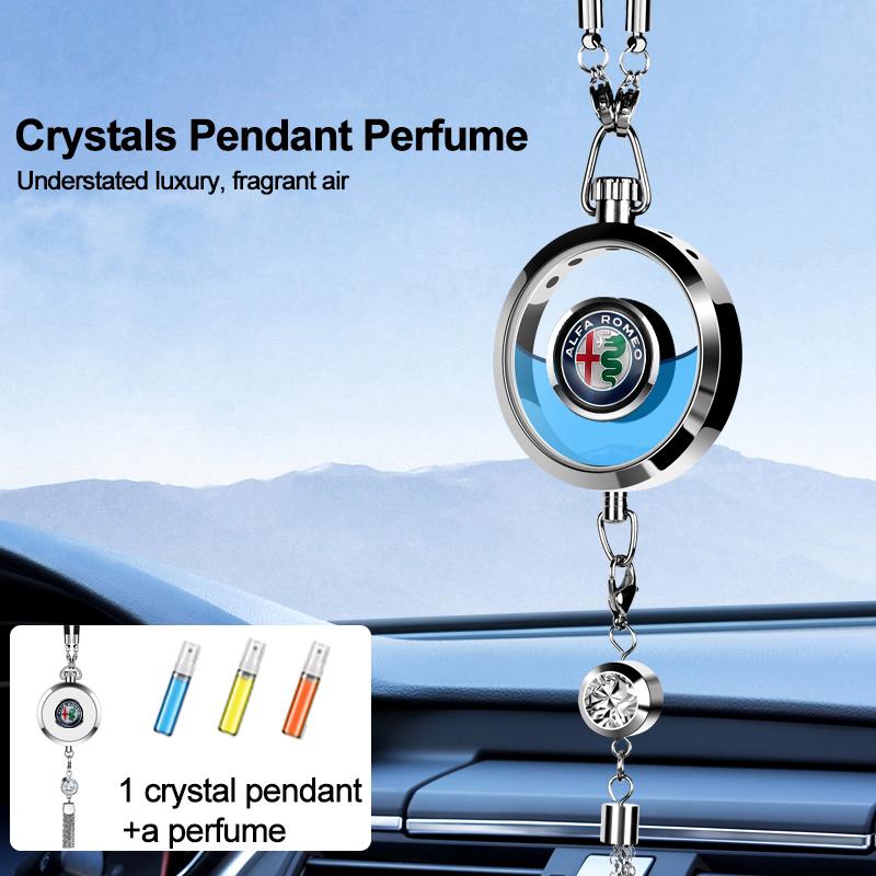 Car Logo Perfume Pendant Air Freshener Hanging Perfume Interior For Alfa Romeo 4C 159 166 Spider Giulia Giulietta 156 Mito 8C GT