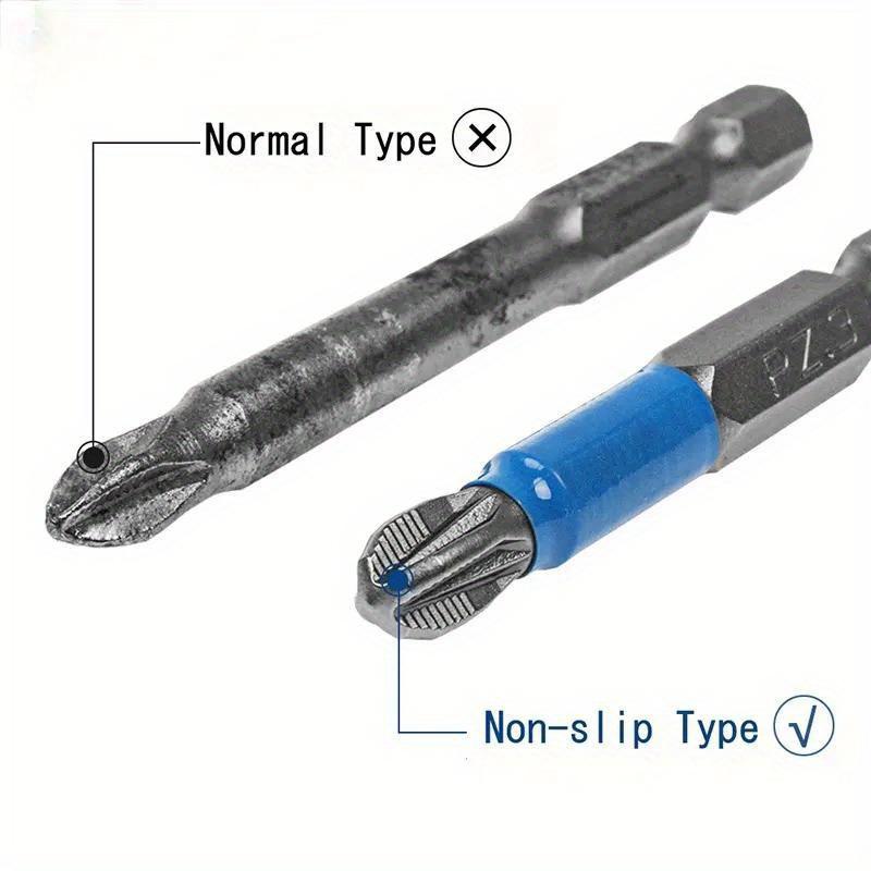 Magnetic Cross Head Drill Bits,Anti-Slip PH1 PZ1 PH2 PZ2 PH3 PZ3 50mm Length with Teeth,1/4" Hex Shank Single Head for Electric Screwdriver Drill