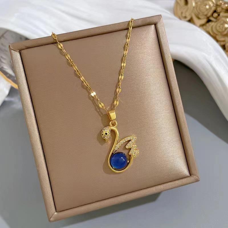 Decorative Extension Chain Stylish Thermochromic Women Girls Swan Pendant Necklace Fashion Accessories Clavicle