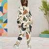 Girls Hooded Long Sleeve Printed Two Piece Set Kangaroo Pocket Cuffed Pants