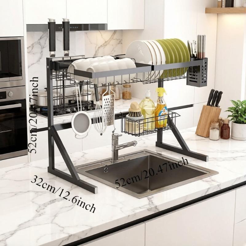 Kitchen Sink Storage Rack, Household Dish Draining Rack, Multifunctional Kitchenware & Knife Storage Rack