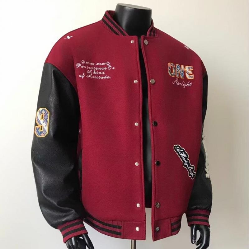 

Unisex Trendy Color Block Baseball Jacket for Autumn/Winter - High Street Niche Design XL червоний