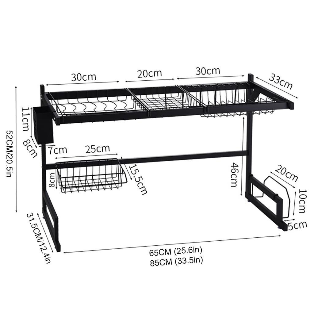 

Кухонная сушилка для посуды 65/85 см, 2 уровня, над раковиной, нержавеющая сталь, сушилка для посуды, органайзер, сушилка 65CM