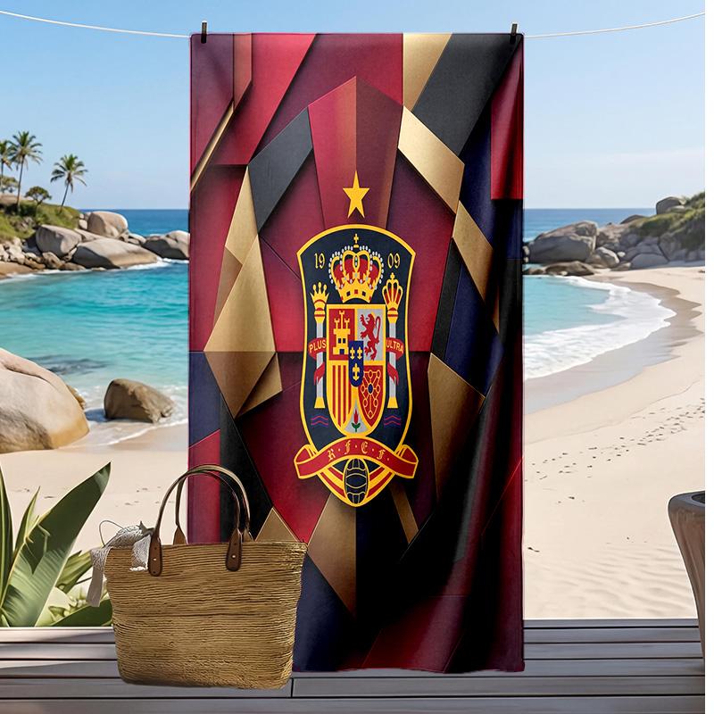 Spain Football Print Beach Towel Quick Dry Super Absorbent Soft Bath Towel for Swimming Beach Travel Fan Souvenir Gift