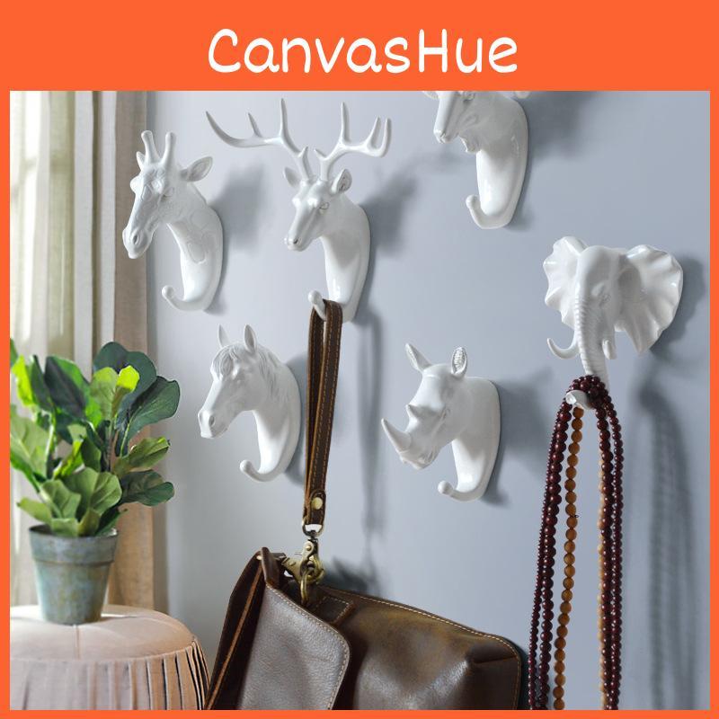 Elegant White Deer Head Wall Hook No Drill Required Strong Adhesive