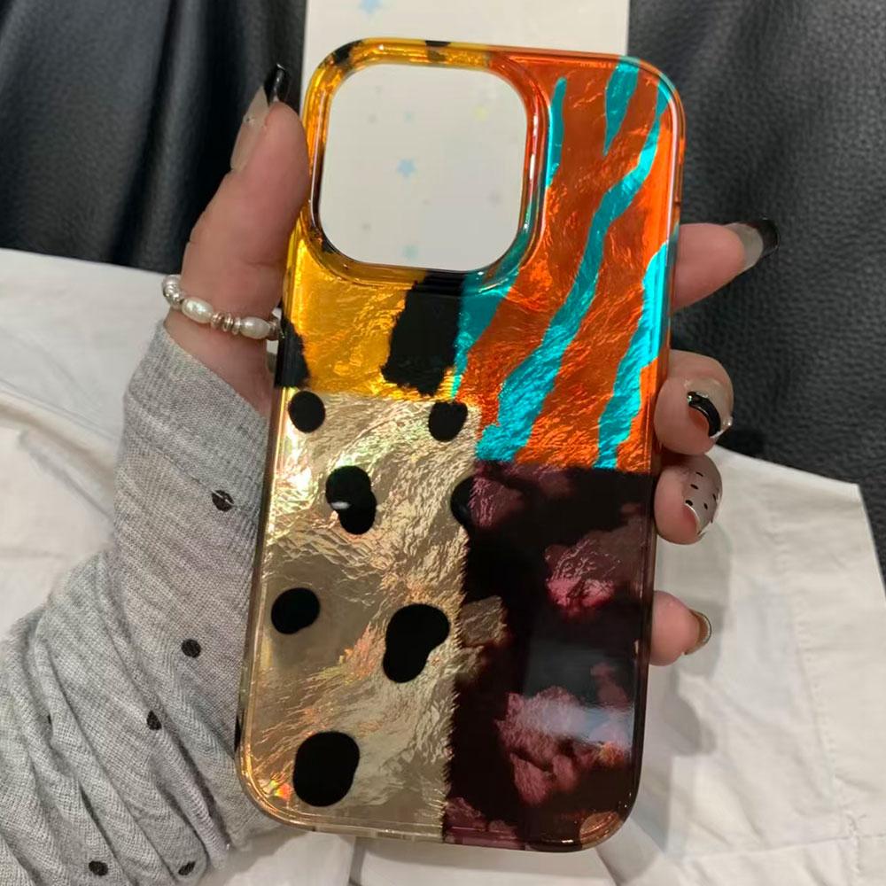 Capa de Celular Coreana Quatro Cores Padrão Leopardo Casal para iphone 17 Pro Max 16 14 7 Plus 16e 8 X XS 12 15 13 Pro 11 XR Capa