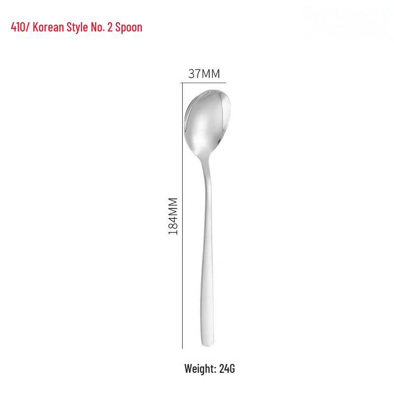 Long-Handled Korean-Style 304 Stainless Steel Spoon & Fork Set: Dessert, Tea, Coffee, Stirring, and Soup Utensils