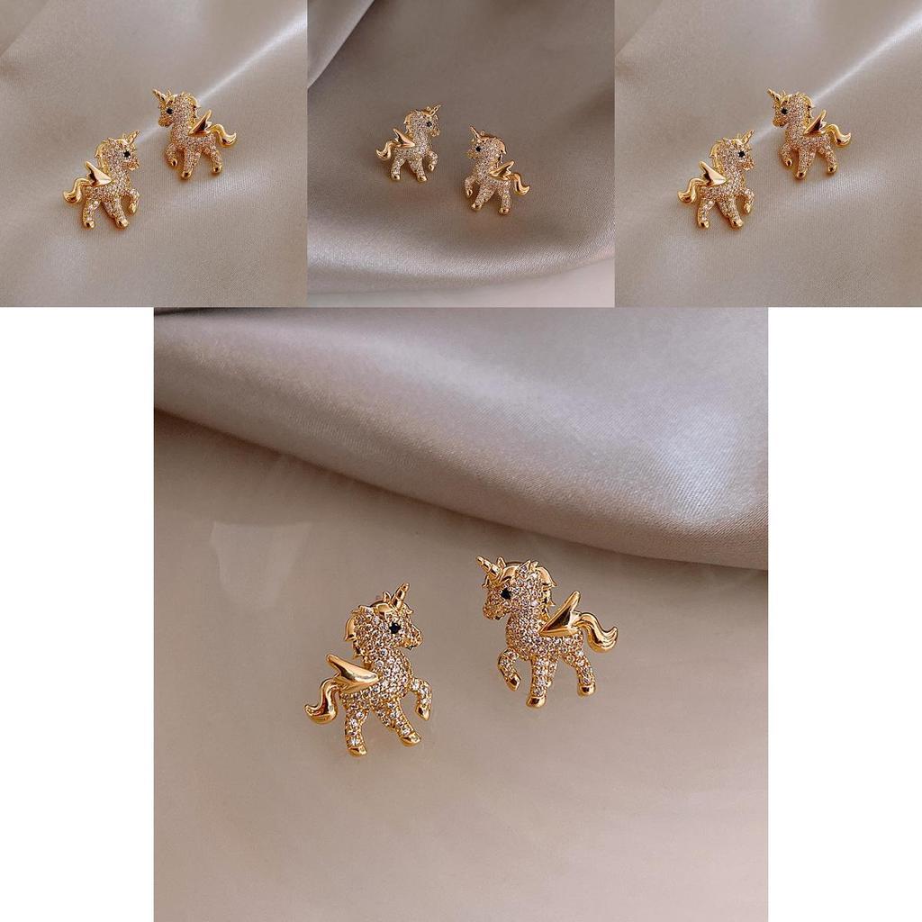 Boucle d'oreille Pendentif Cheval Élégant avec Zirconium Cubique Pour Fashionistas et Acheteurs de Cadeaux