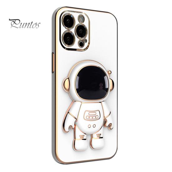 Phone Protective Case Cartoon Foldable Camera Protector Astronaut Mobile Phone Cover with Stand for iPhone 14/Pro/Max (Plus)/Pro Max