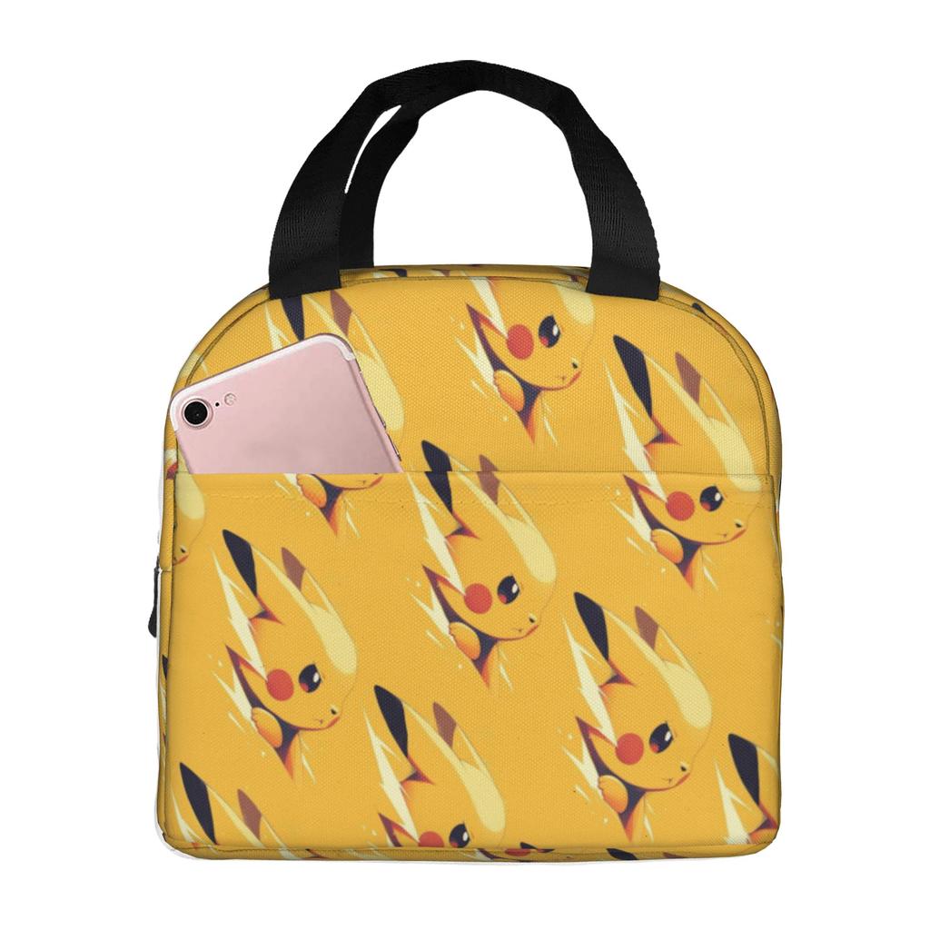 Custom P-Pikachus Portable Lunch Boxes Women Men Multifunction Cartoon Thermal Cooler Food Insulated Lunch Bag School Student