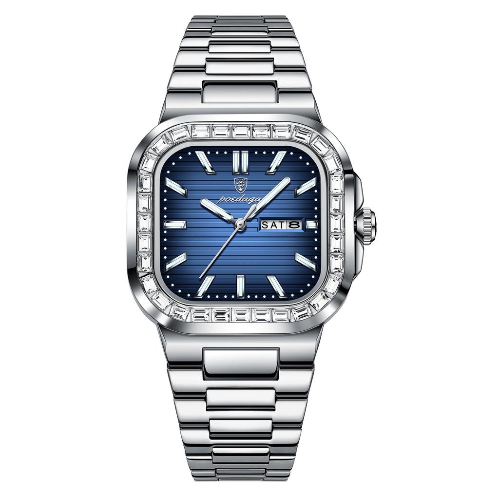 Diamond-Encrusted Men'S Watch Double Calendar Fashion Quartz Watch