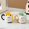 Cartoon 3D Embossed Ceramic Cup Cute Cat Coffee Milk Tea Breakfast Handle Cup Tableware Novelty Gift Home 400ml Mug