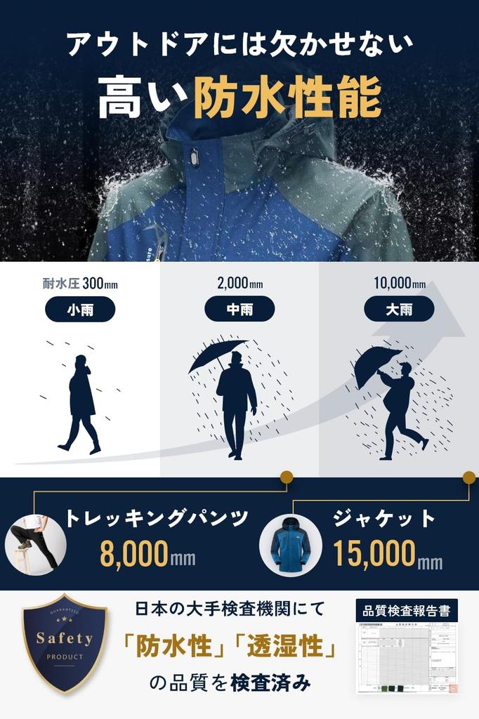 [Benke] [Wind and Rain Resistant] Outdoor Jacket, Top and Bottom Set, Men's, Mountain Climbing, Fishing, Motorcycle, Bicycle, Camping, Trekking,