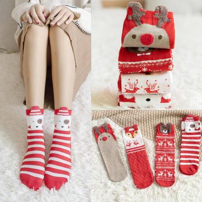 Casual Women Socks Winter Christmas Socks Cartoon Elk Fox Keep Warm Cute Ladies Girls Sock Xmas Gifts
