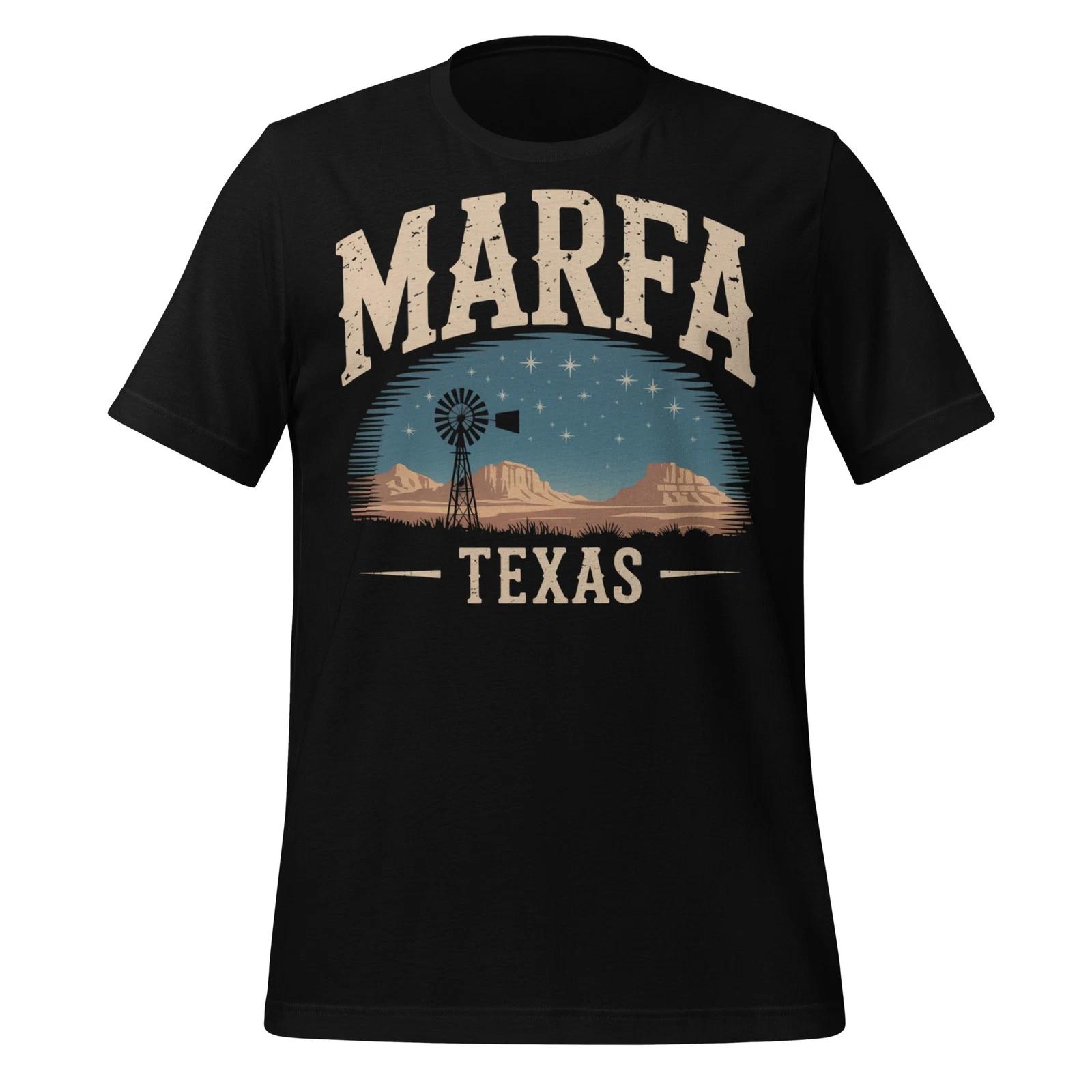 Marfa Texas Desert T-Shirt Western Windmill Starry Night Unisex Retro Tee S
