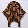 New Autumn and Winter Retro Women's Scarf Geometric Rhombus Thickened Warm Imitation Cashmere Split Shawl Cape