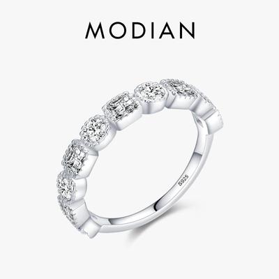 MODIAN 925 Sterling Silver Luxury Brand Rings For Women Sparkling Clear CZ Wedding Band Engagement Statement Fine Jewelry