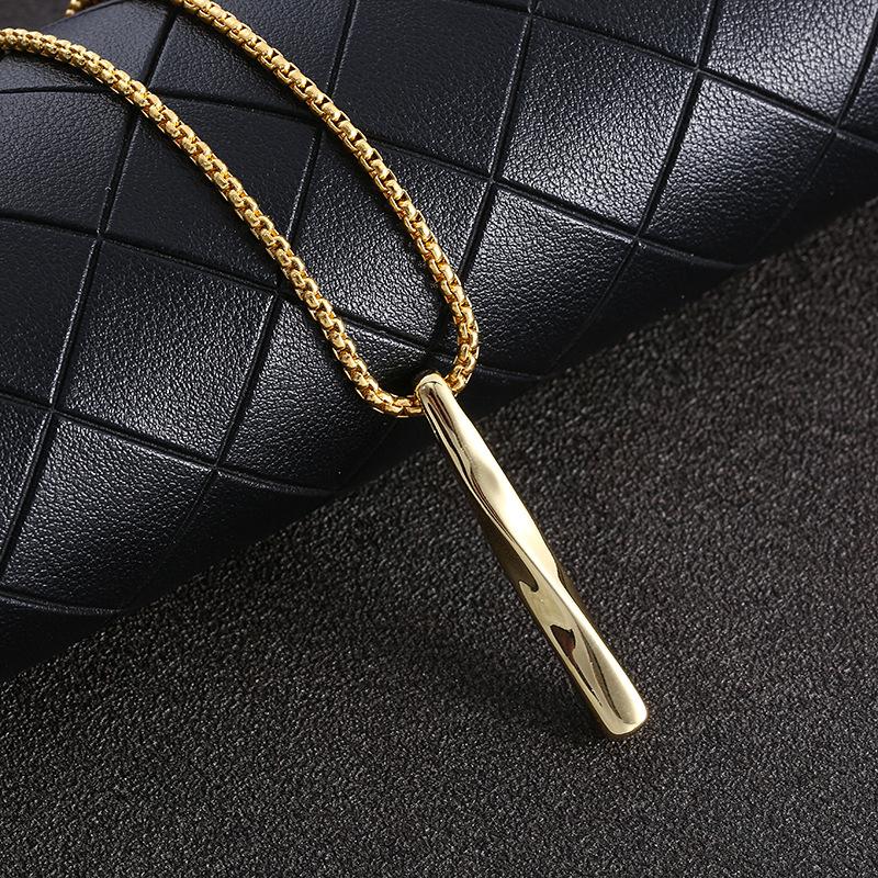 Men's Necklace Cubic Spiral Pendant Stainless Steel Titanium Geometric Twist Pendant Necklace Men's and Women's Hip Hop Punk Necklace