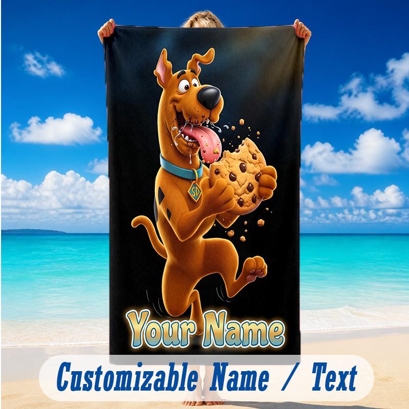 Beach Towel Custom Name Text, Quick Dry Large Towel For Beach HomeScooby-Doo
