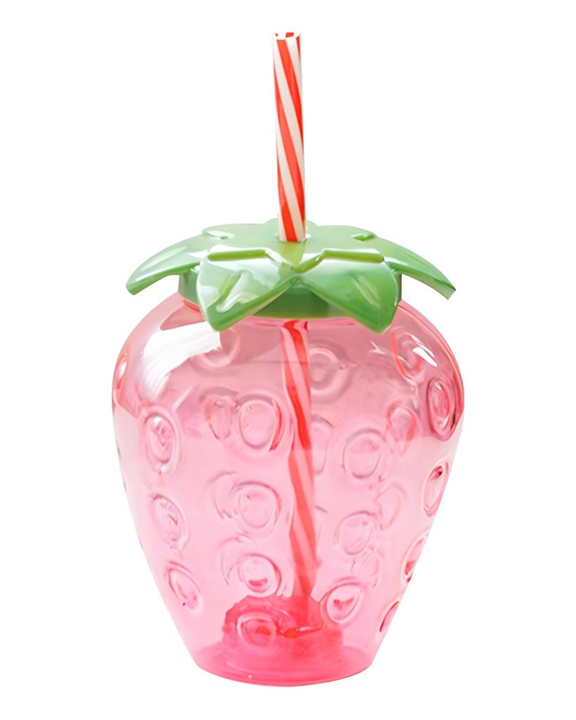 Jahodový slámový hrnek Roztomilý 500ml velkokapacitní plastový hrnek na vodu pro školní kancelář doma