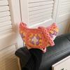 Adorable Knitted Crescent Shaped Kids Bag For Girls With Floral Patterns Perfect For Daily Use