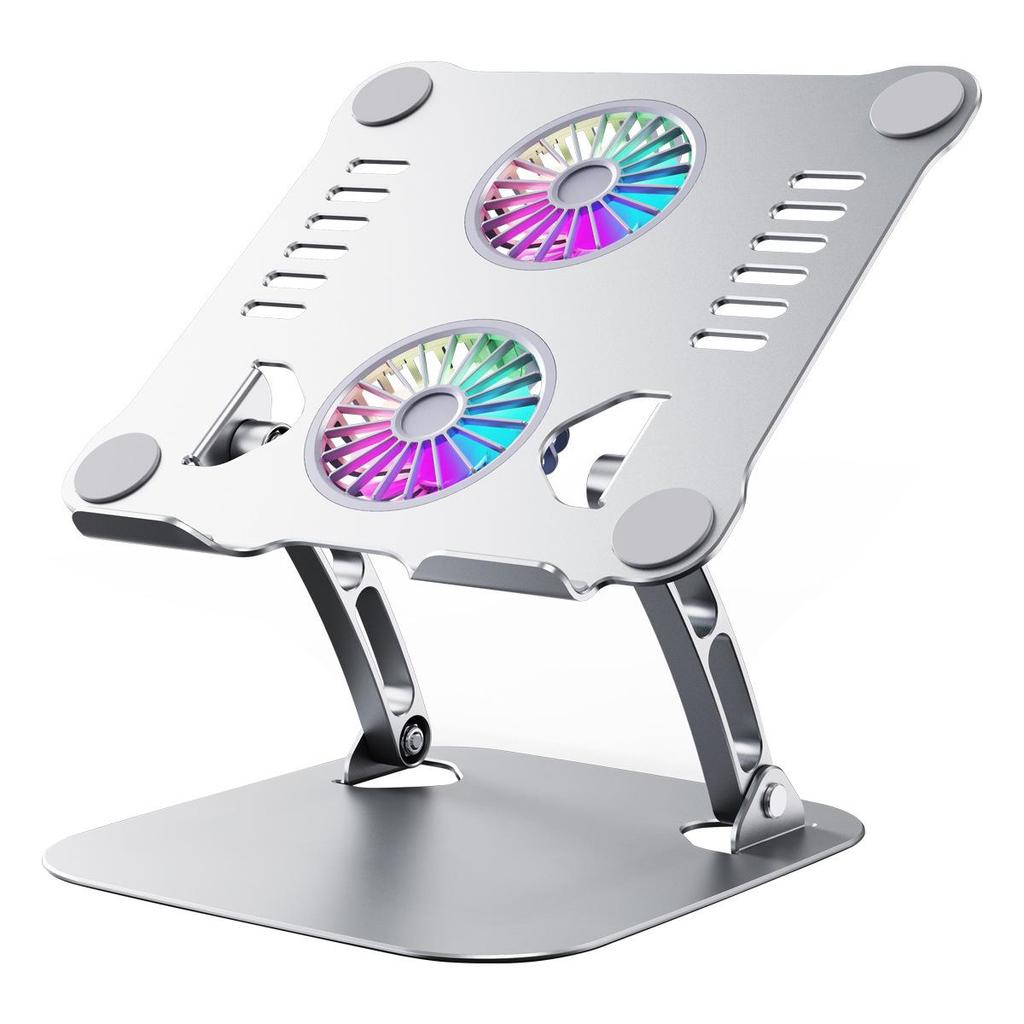 Aluminum Laptop Riser with Dual Fan Cooling