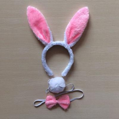 3 Stück Hasenohren Stirnbänder Schwanz Schleife Set Tiere Kostüm Schleife Schwanz Party Kostüm Zubehör Set