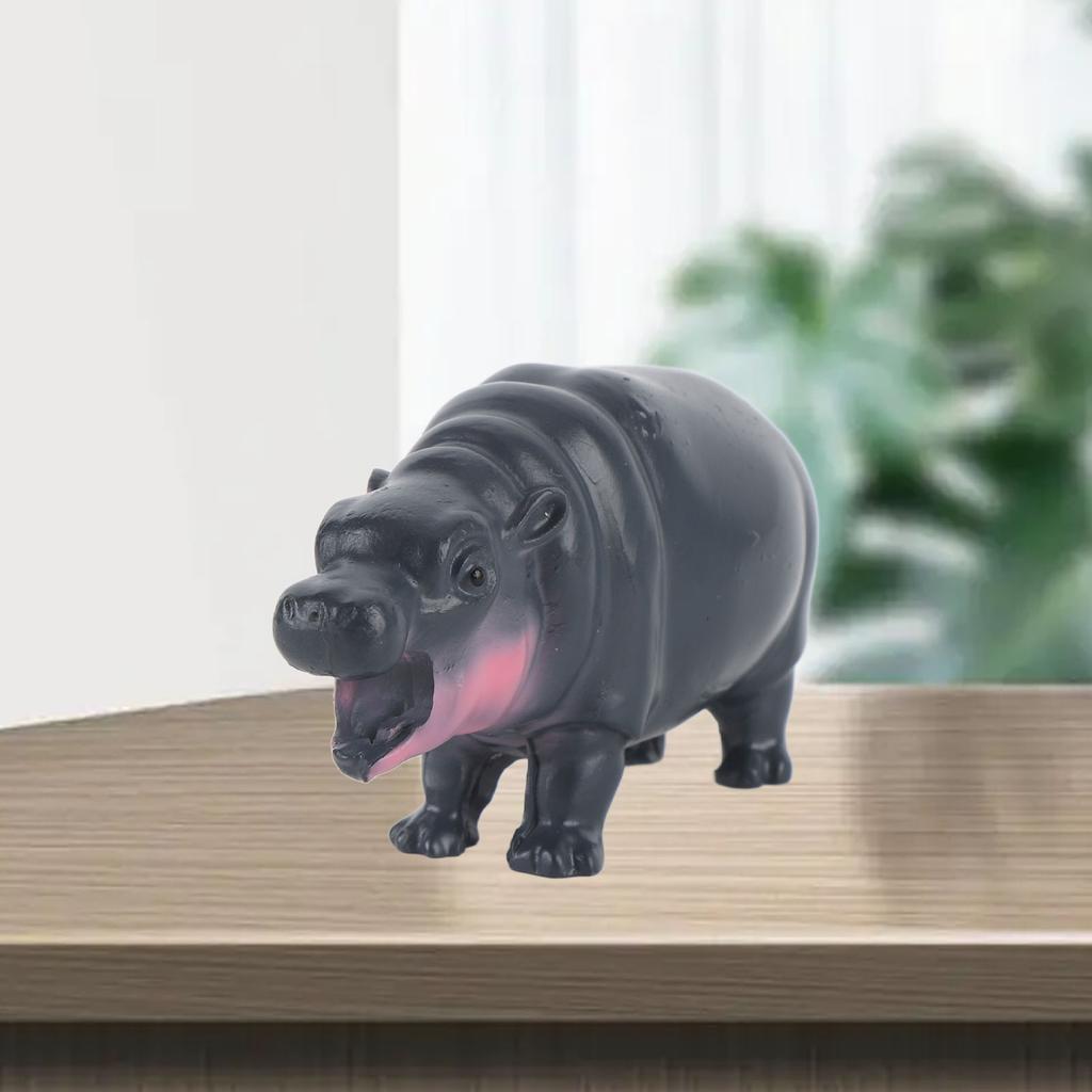 Pygmy Hippo Statue Cute Playful Resin Hippopotamus Figurine Home Desktop Decoration