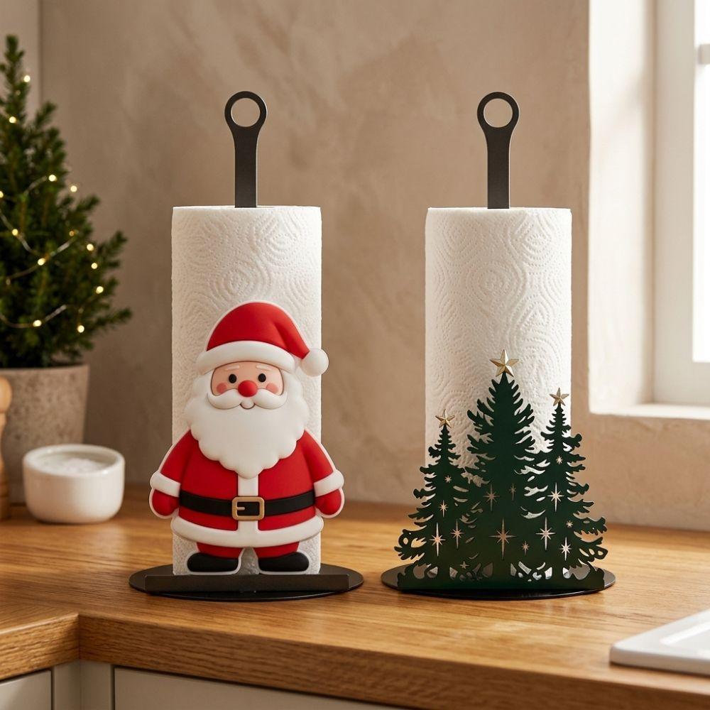 Non-Slip Base Santa Claus Towel Stand Rust-Resistant Kitchen Roll Dispenser Christmas