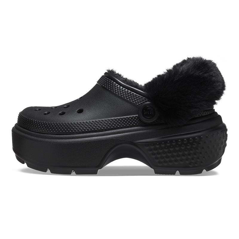 

Crocs Stomp Lined Clogs EVA Comfortable and warm Unisex black plush part is not removable 38-39 чёрный