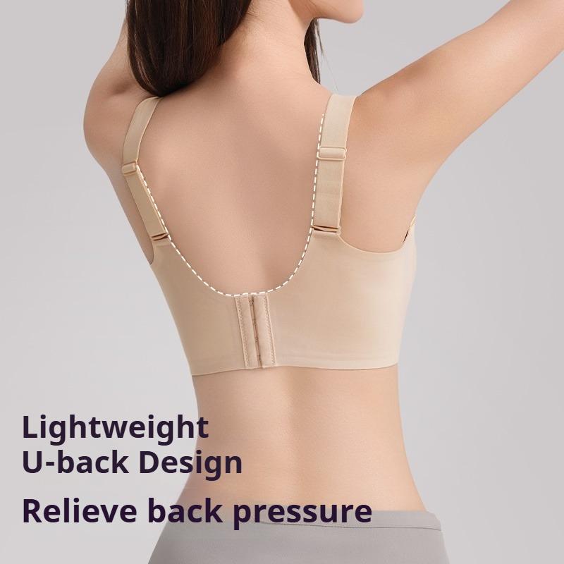 Women Invisible Liquid Foundation Bra Seamless Anti‑Gravity Lift Plus Size Minimizer Bra Thin Large Bust Bra Gather Side Fat
