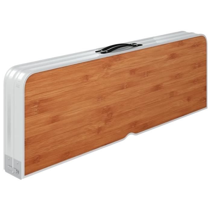 VidaXL Table de camping pliable avec 2 bancs Aluminium Marron