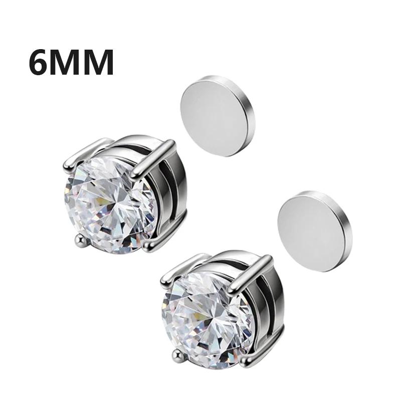 Crystal Strong Magnetic Ear Stud Clip Earrings for Men and Women Punk Round Zircon Magnet Earrings Non Piercing Jewelry