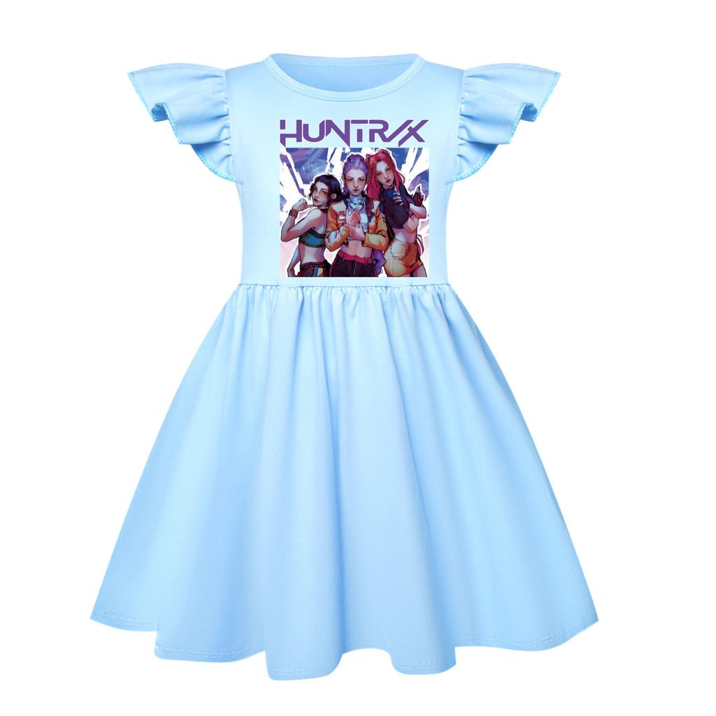 4804 Kids Girls Mira Zoey Rumi Printed Ruffle Short Sleeves Casual Dress