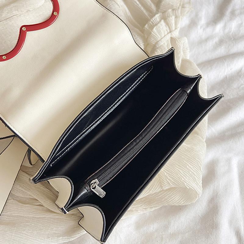 New Fashion Pearl Handle Messenger Bag Women PU Leather Elegant Love Heart Small Square Shoulder Crossbody Handbag For Women