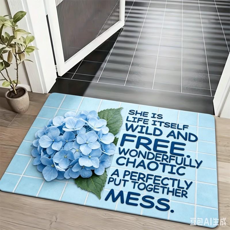 Vintage Zonnebloem Deurmat Zij Is Leven Zelf Inspirerende Quote Welkomstmat Retro Houtnerf Entree Decor Vloerkleed 30x50cm